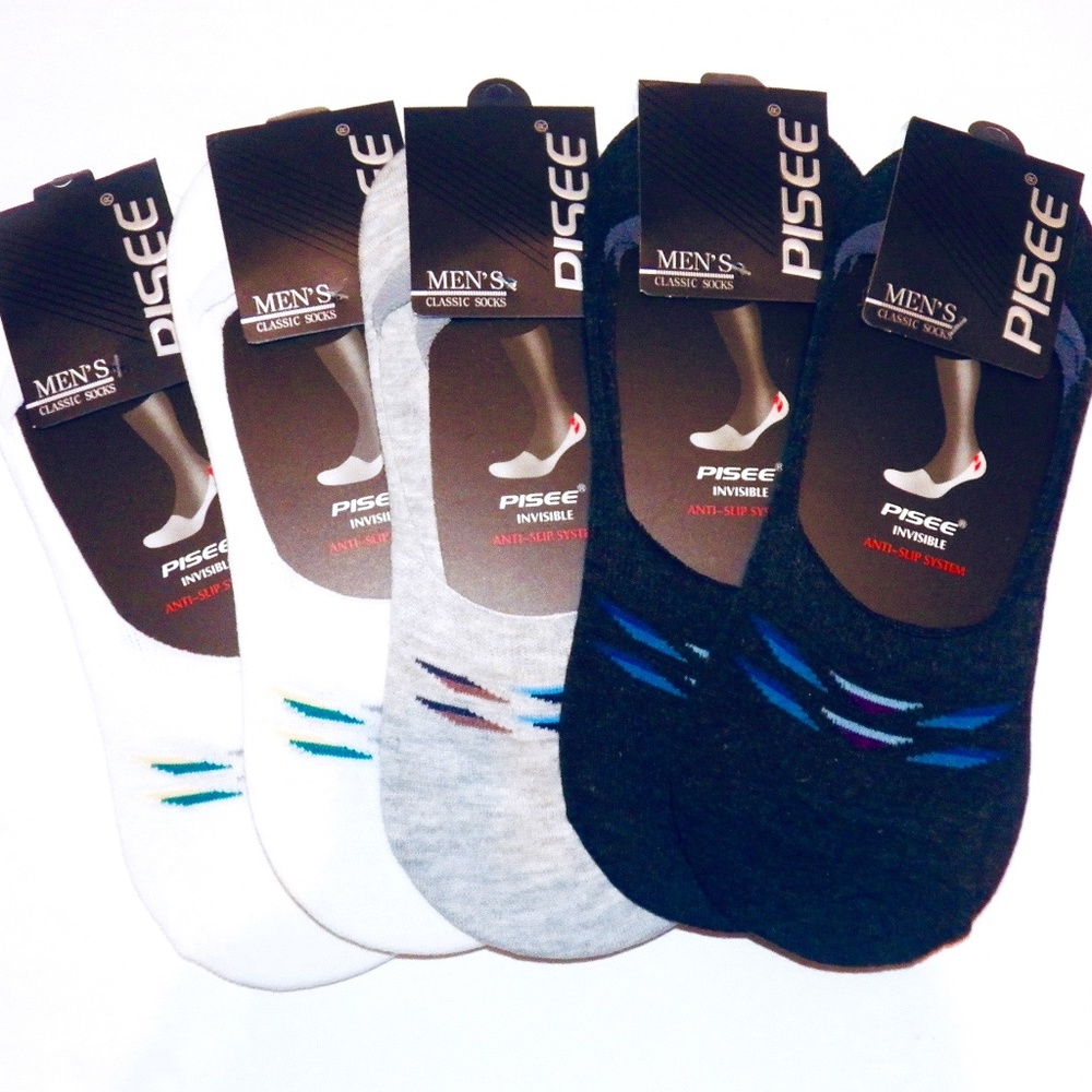 Pisee Mens No Show Liner Socks. 5PK.